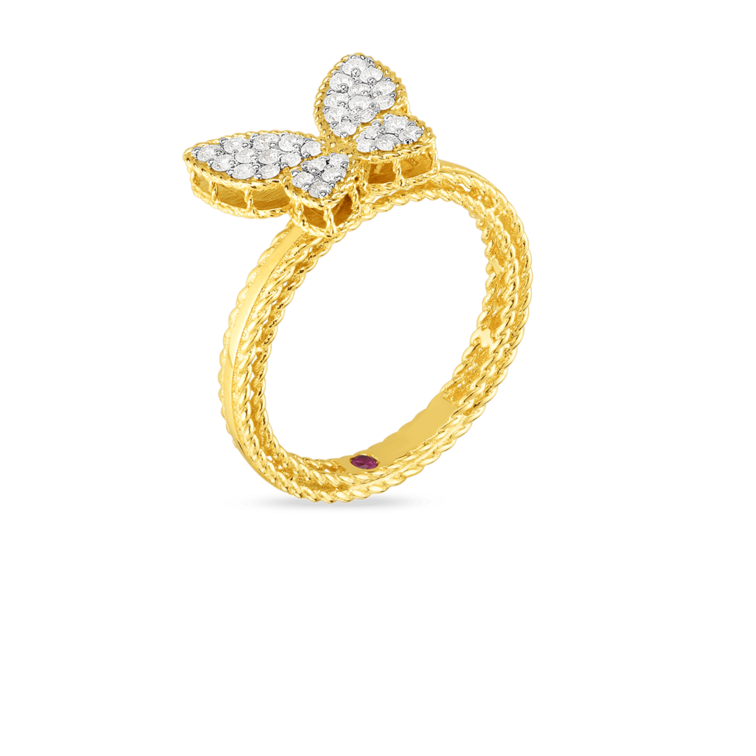 18K YELLOW WHITE GOLD PRINCESS SMALL DIAMOND BUTTERFLY RING